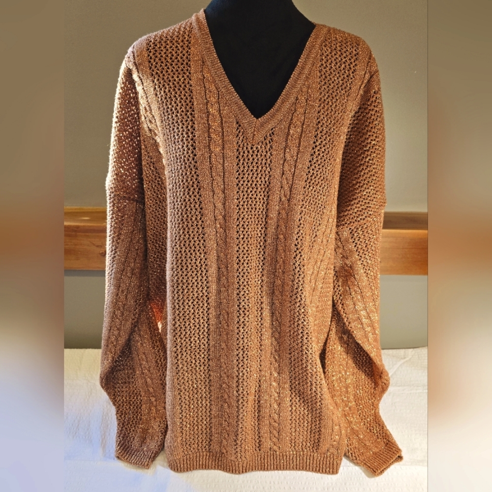 David David Copper Sparkly Sweater 3X